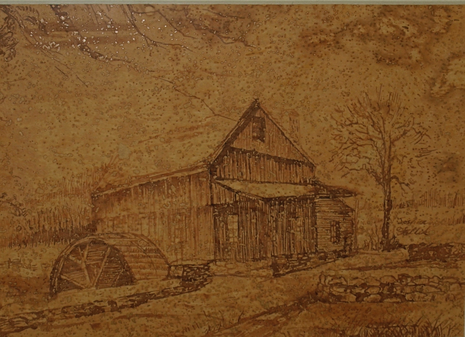 Pennsylvania Water Mill – Ink, Gouache, Reed, Quill